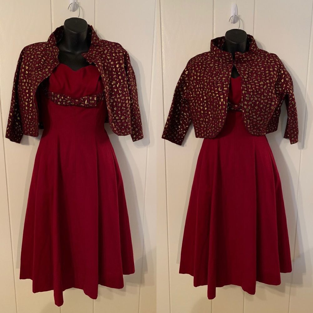 🌟Vtg 50s Hannah Troy Original maroon wool outfit‎